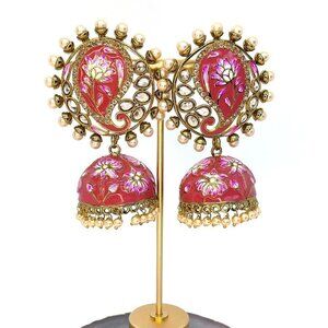 🆕 Bollywood Indo Western Pink Jhumka Earrings